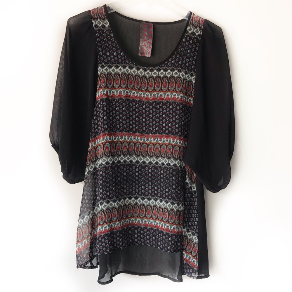 Wallpapher Sheer Mixed Print Blouse